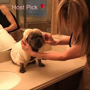 MOSHIQA Beige Dog Cat Pet Robe Spa Size L Pearls Lace Roses Soft Luxury Frenchie